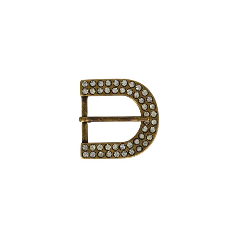 Hebilla 30mm oro viejo con strass 8140