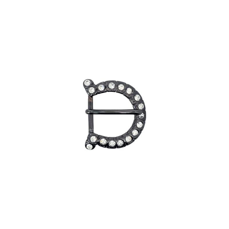 Hebilla 25mm negro con strass 9099